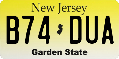 NJ license plate B74DUA