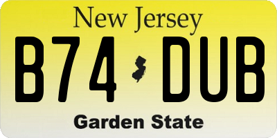 NJ license plate B74DUB