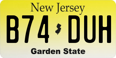 NJ license plate B74DUH