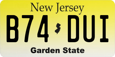 NJ license plate B74DUI