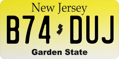 NJ license plate B74DUJ