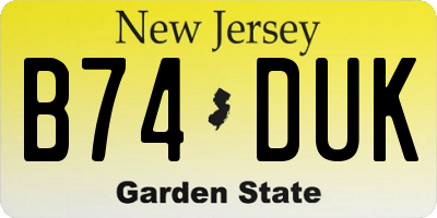 NJ license plate B74DUK