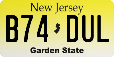 NJ license plate B74DUL