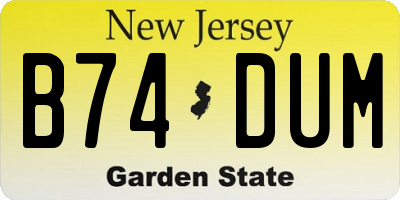 NJ license plate B74DUM