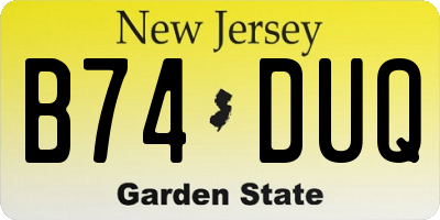 NJ license plate B74DUQ