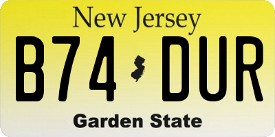 NJ license plate B74DUR