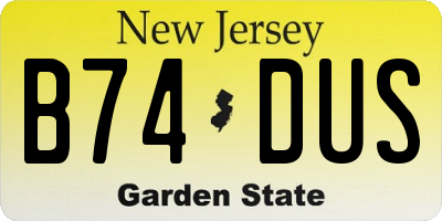 NJ license plate B74DUS