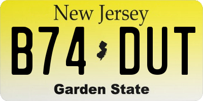 NJ license plate B74DUT