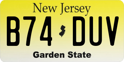 NJ license plate B74DUV