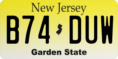 NJ license plate B74DUW