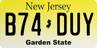 NJ license plate B74DUY
