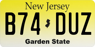 NJ license plate B74DUZ