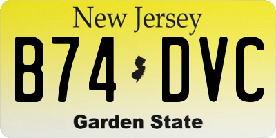 NJ license plate B74DVC