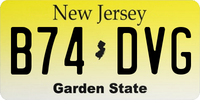 NJ license plate B74DVG