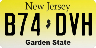 NJ license plate B74DVH