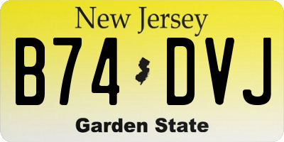 NJ license plate B74DVJ