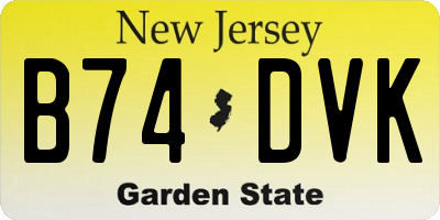 NJ license plate B74DVK
