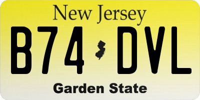 NJ license plate B74DVL
