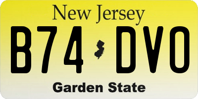 NJ license plate B74DVO