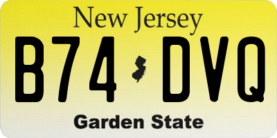 NJ license plate B74DVQ