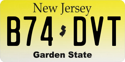 NJ license plate B74DVT