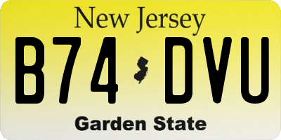 NJ license plate B74DVU