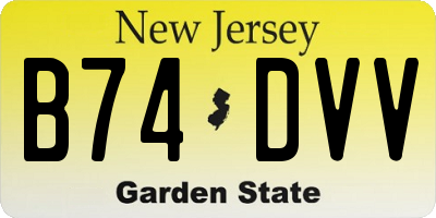 NJ license plate B74DVV