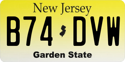 NJ license plate B74DVW