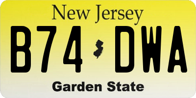 NJ license plate B74DWA