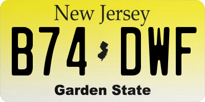 NJ license plate B74DWF