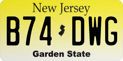 NJ license plate B74DWG