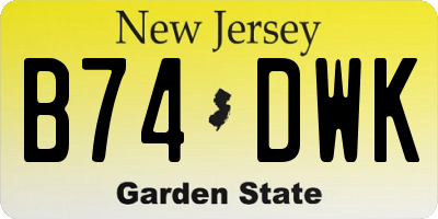 NJ license plate B74DWK