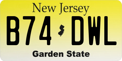 NJ license plate B74DWL