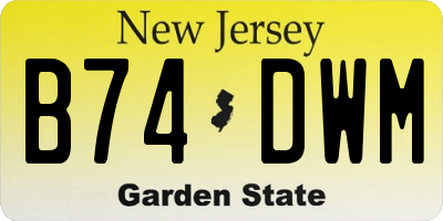 NJ license plate B74DWM