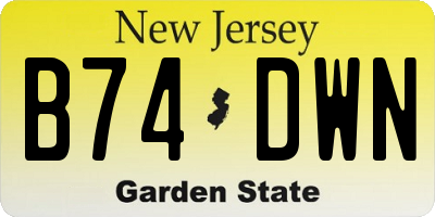 NJ license plate B74DWN