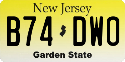 NJ license plate B74DWO
