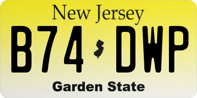NJ license plate B74DWP