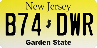 NJ license plate B74DWR