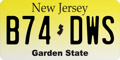 NJ license plate B74DWS