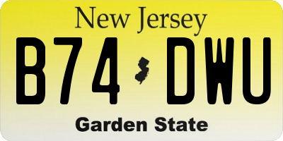 NJ license plate B74DWU