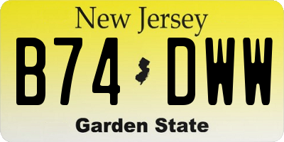 NJ license plate B74DWW