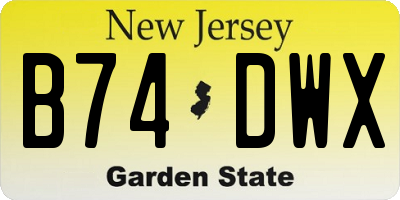 NJ license plate B74DWX