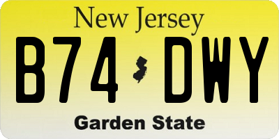 NJ license plate B74DWY