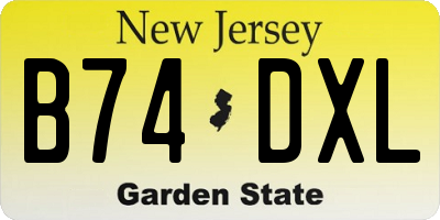 NJ license plate B74DXL
