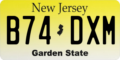 NJ license plate B74DXM