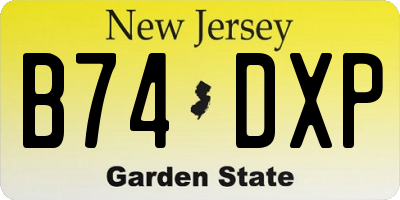 NJ license plate B74DXP