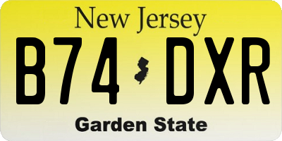 NJ license plate B74DXR