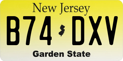 NJ license plate B74DXV