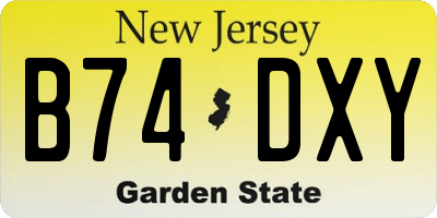 NJ license plate B74DXY