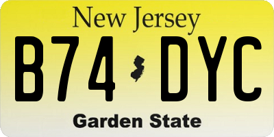 NJ license plate B74DYC
